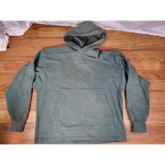 Mens Acne Studios Washed Green Franklin Stamp Hoodie Cotton M Oversized